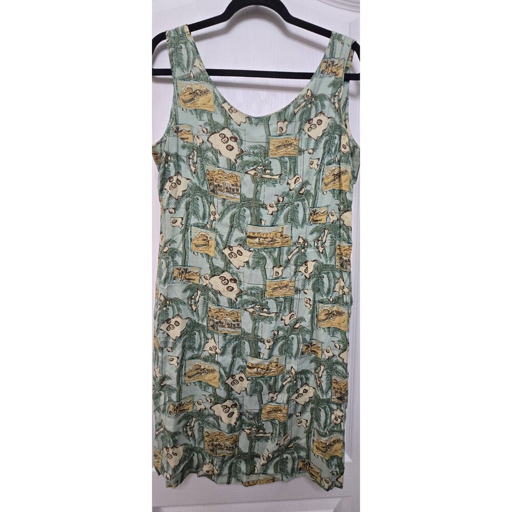 Vintage Hawaiian Reyn Spooner M Tropical Palms Hawaiian Dress Luau Resort Wear